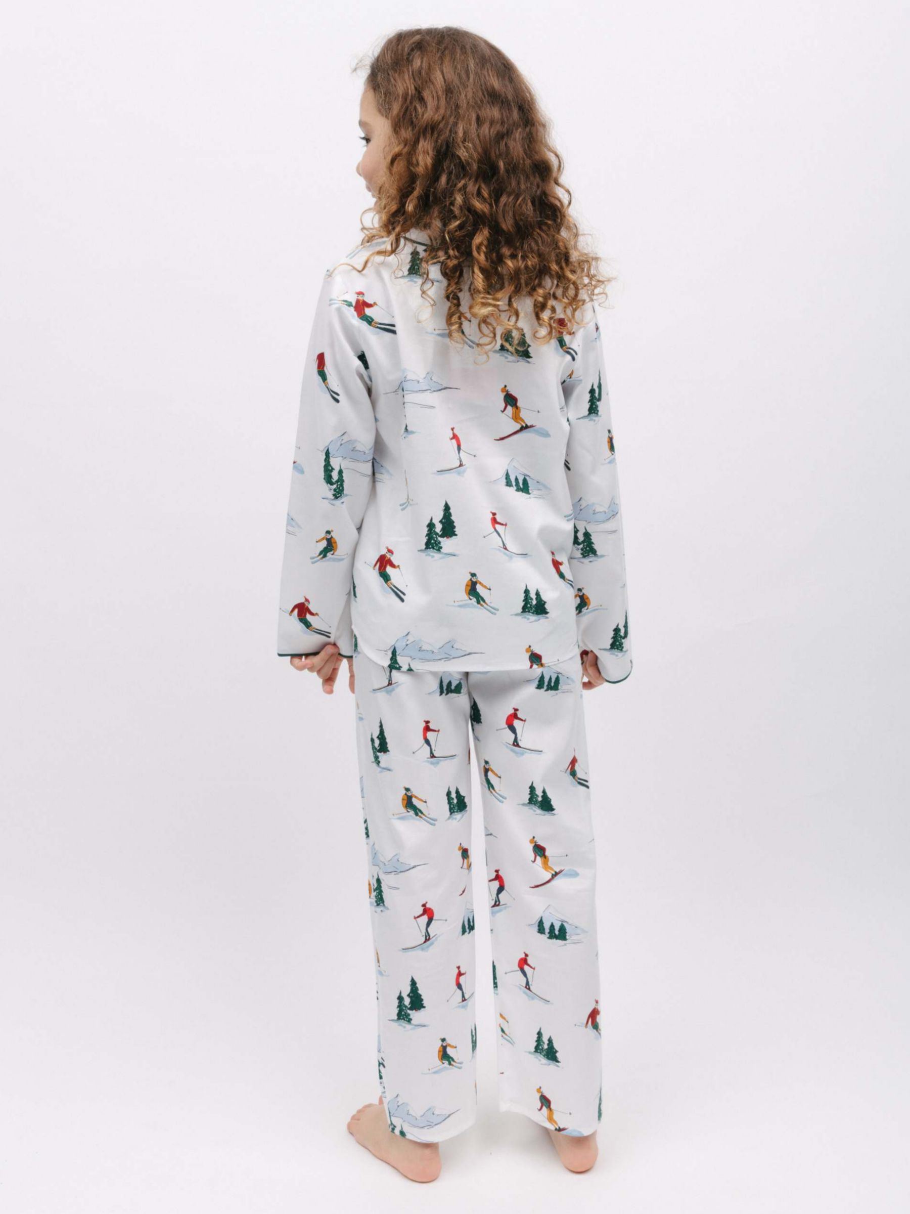 Cyberjammies Whistler White Ski Print Unisex Pyjama Set, White, 10-11 years