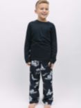 Cyberjammies Kids' Atlas Arctic Fox Print Pyjama Set, Charcoal