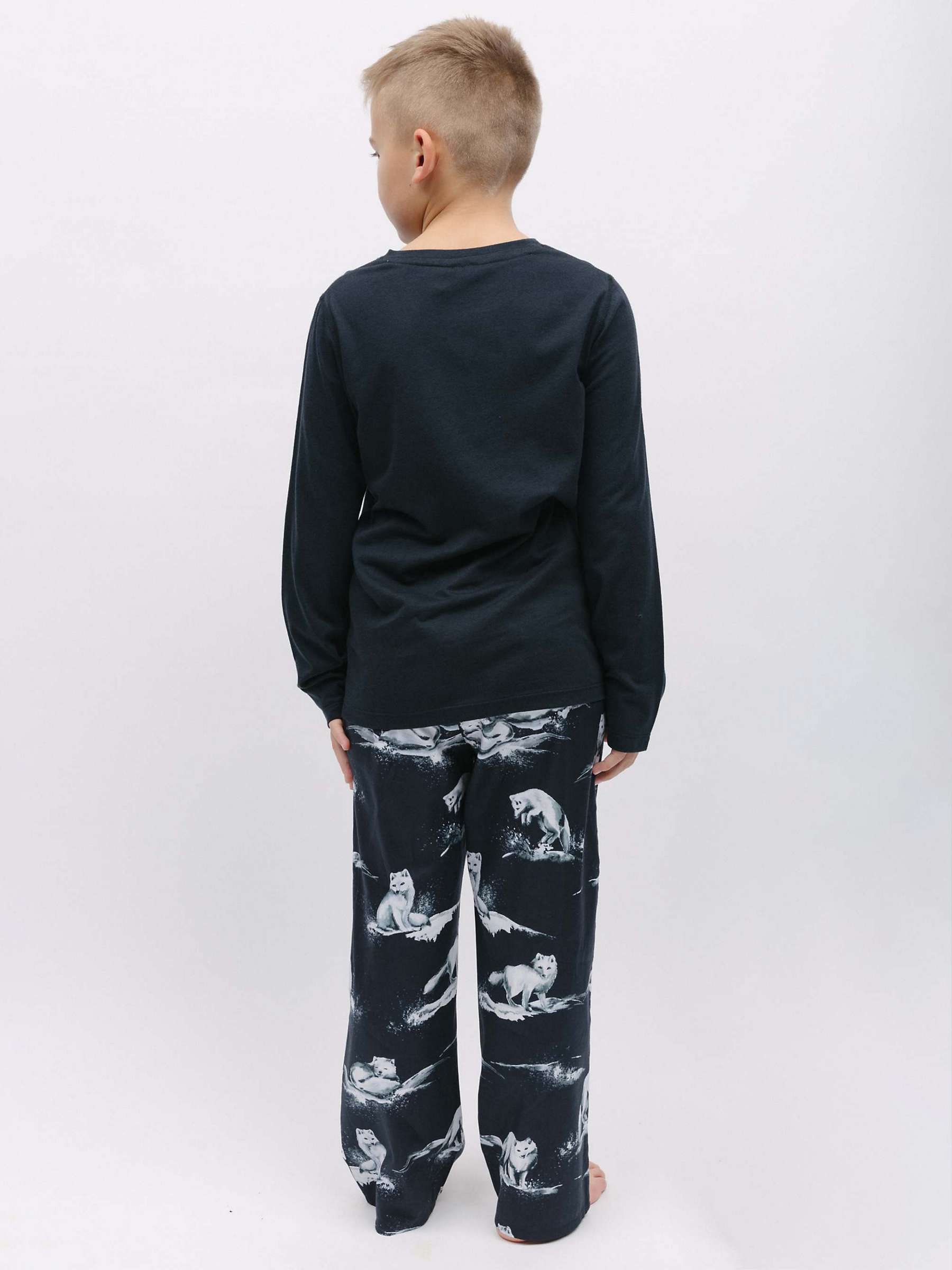 Buy Cyberjammies Kids' Atlas Arctic Fox Print Pyjama Set, Charcoal Online at johnlewis.com