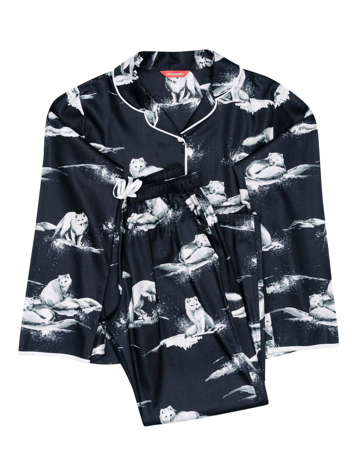 Cyberjammies Atlas Arctic Fox Print Unisex Pyjama Set, Charcoal, 2-3 years