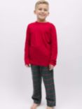 Cyberjammies Whistler Check Unisex Pyjama Set, Red/Dark Green, Red/Dark Green