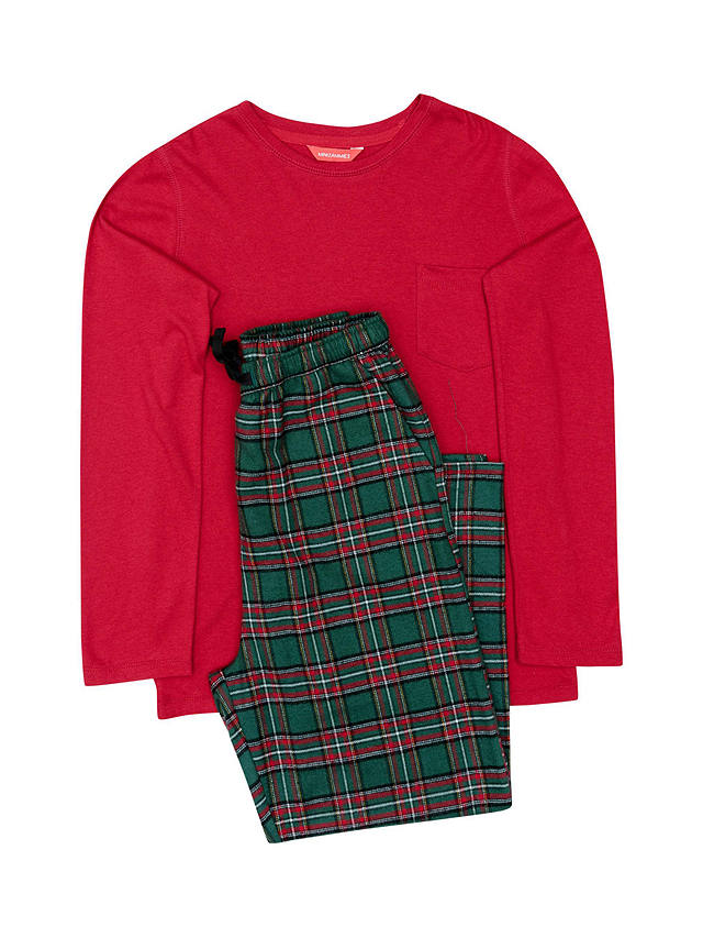 Cyberjammies Whistler Check Unisex Pyjama Set, Red/Dark Green