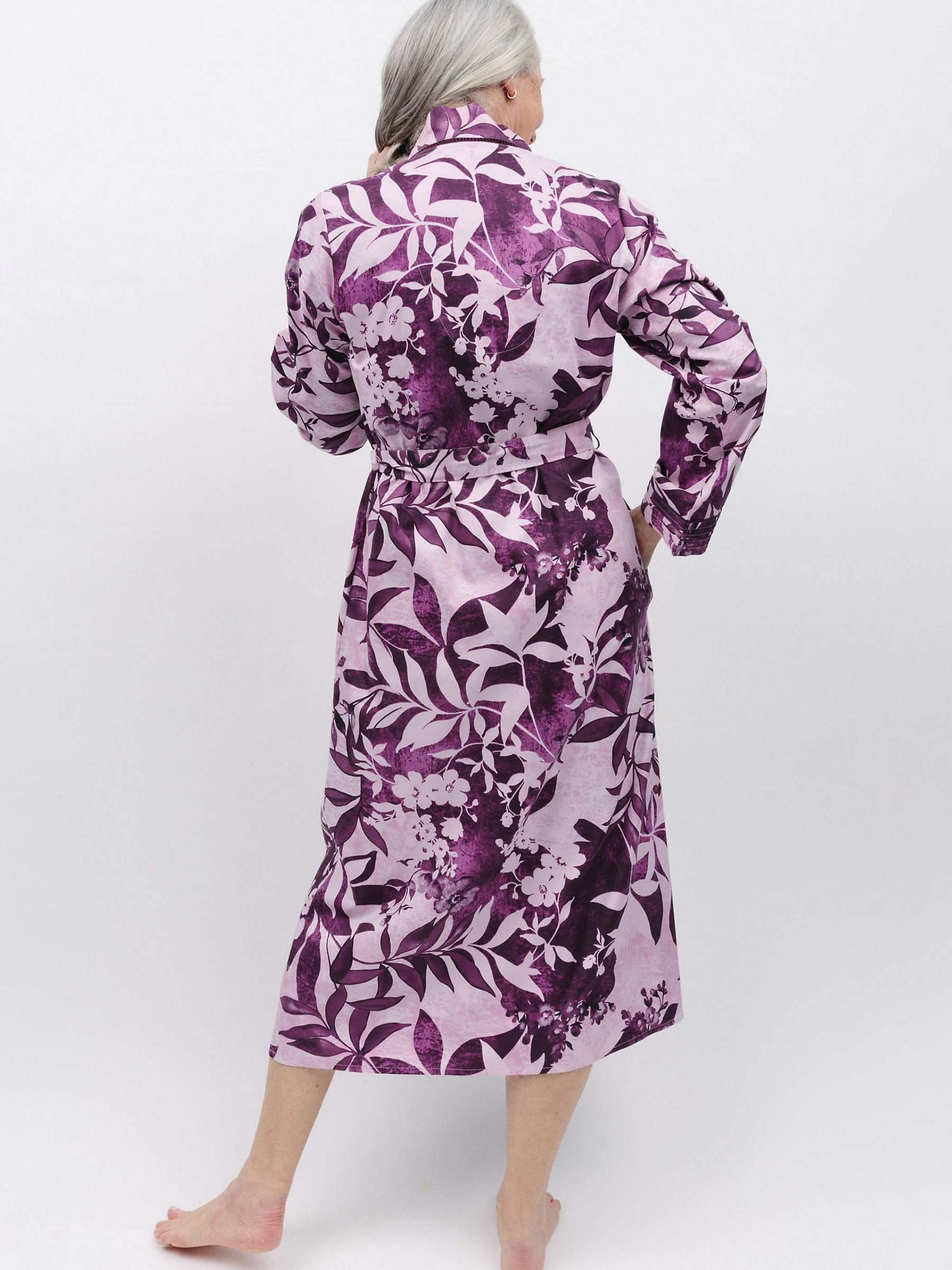 Buy Cyberjammies Mary Floral Print Long Dressing Gown, Berry Online at johnlewis.com