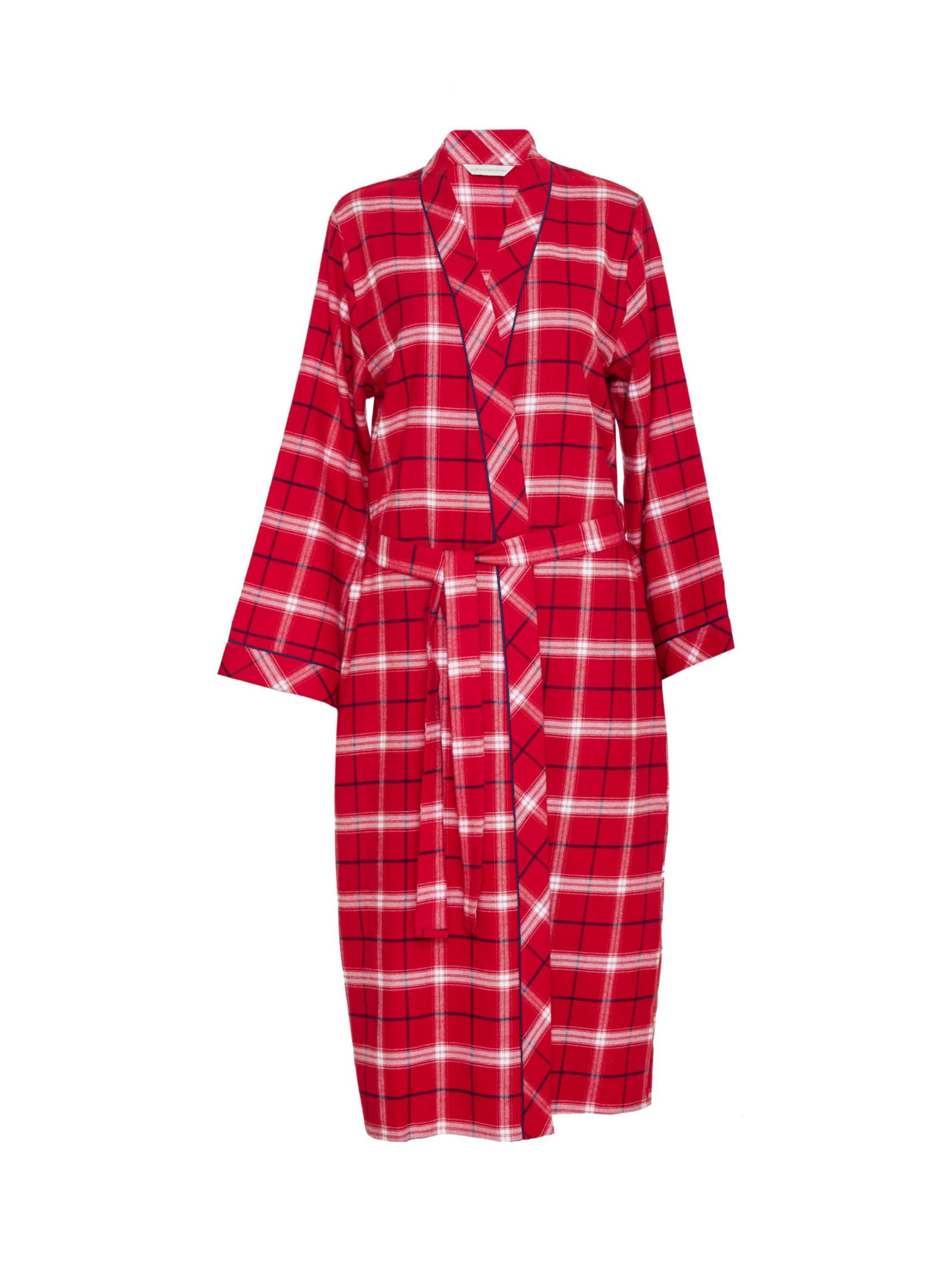 Cyberjammies Noel Check Long Dressing Gown, Red/Multi, 12
