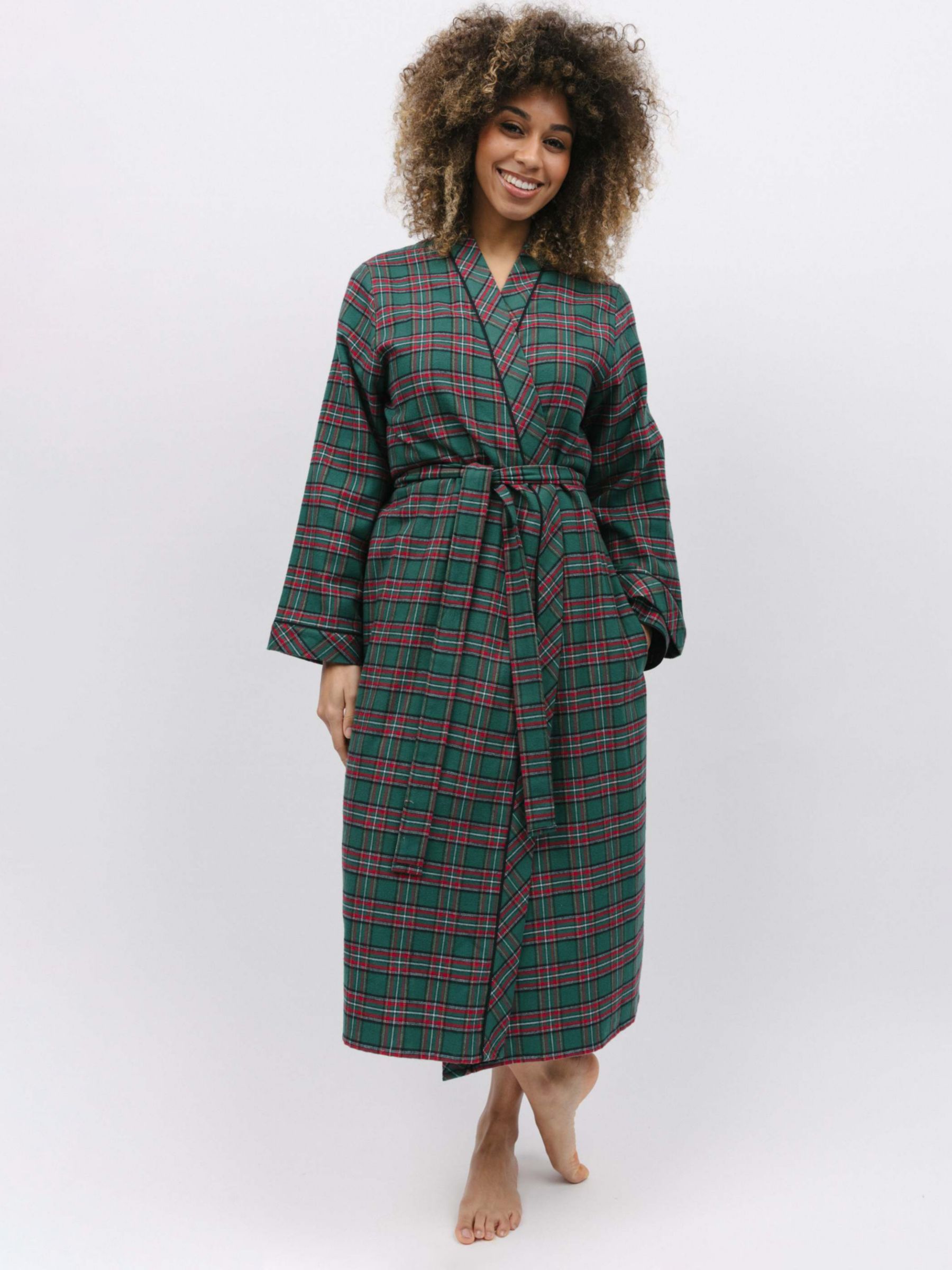 Cyberjammies Whistler Check Long Dressing Gown, Dark Green/Red, 8