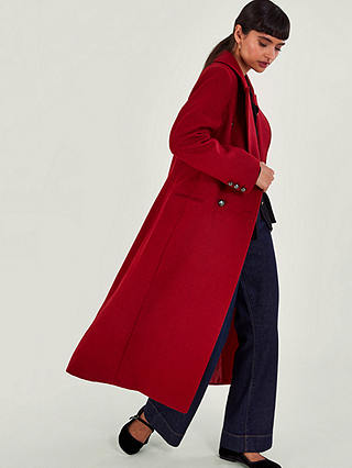 Monsoon Daria Double Breasted Coat, Red