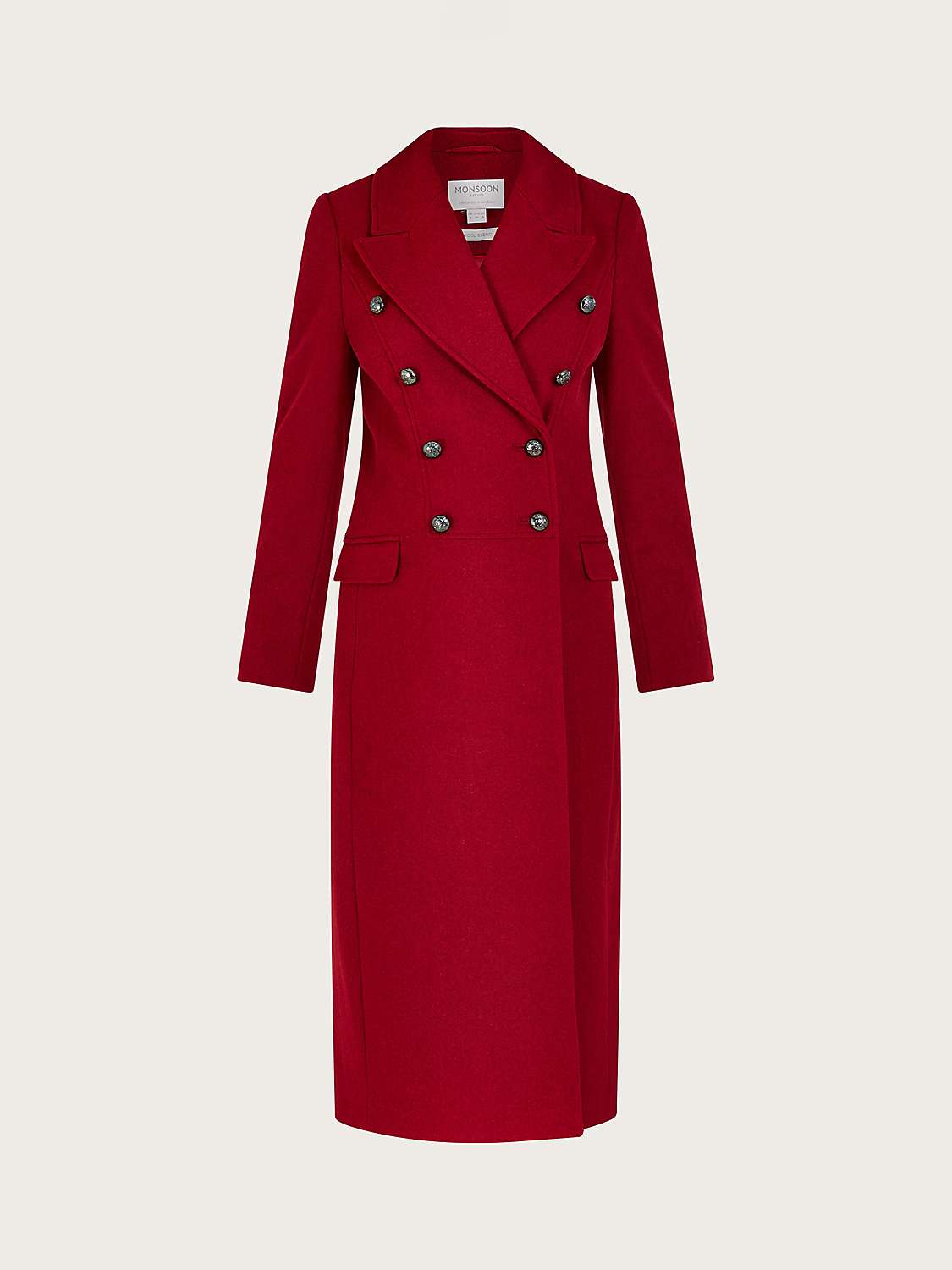 Buy Monsoon Daria Double Breasted Coat, Red Online at johnlewis.com