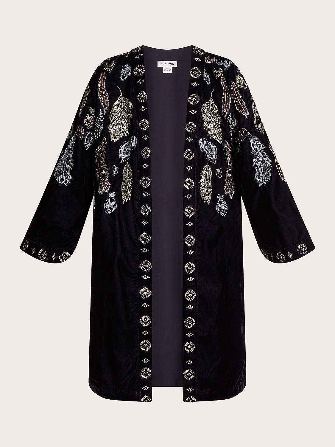 Buy Monsoon Fenix Embroidered Kimono, Black Online at johnlewis.com