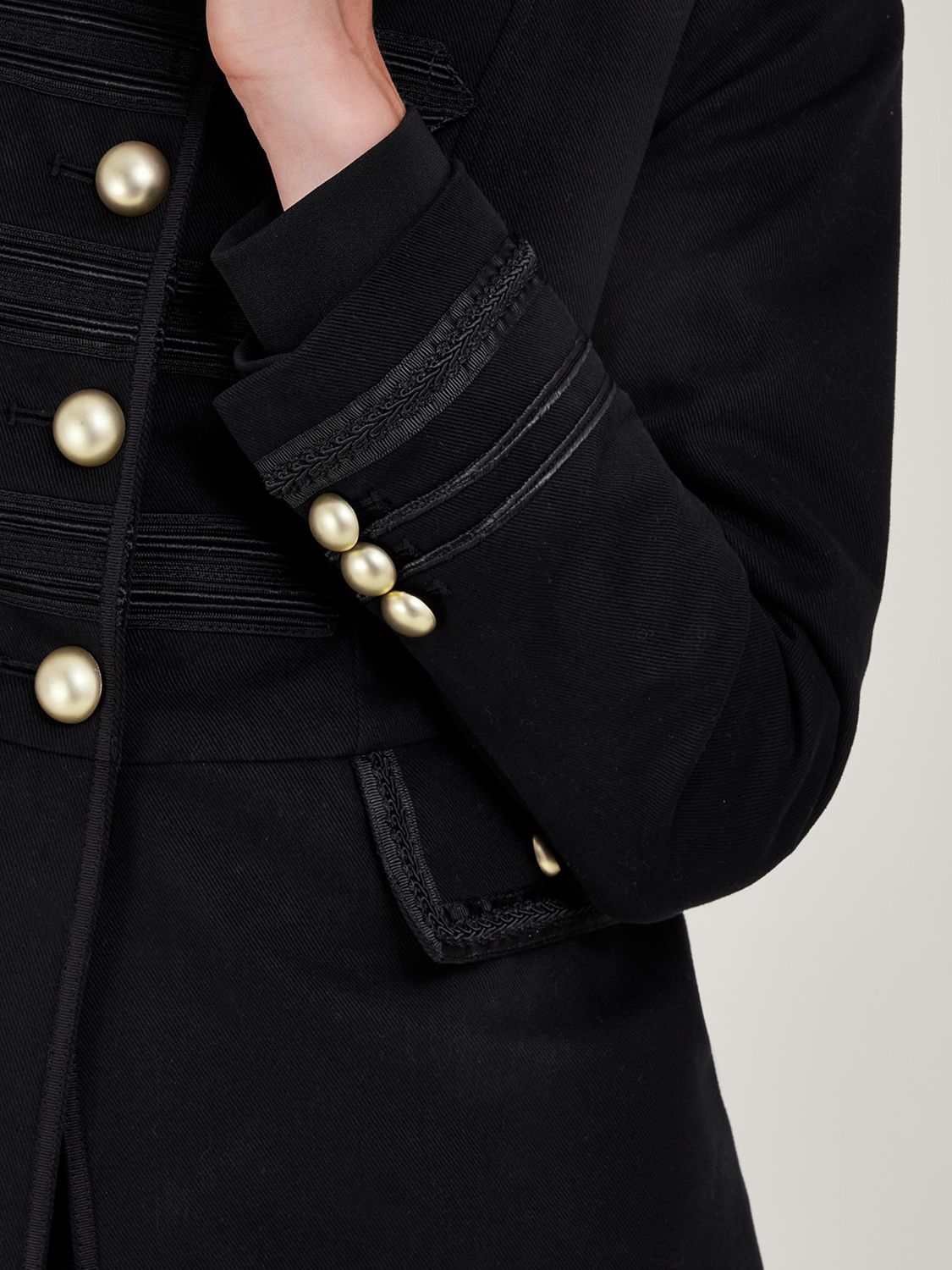 Buy Monsoon Military Style Long Jacket, Black Online at johnlewis.com