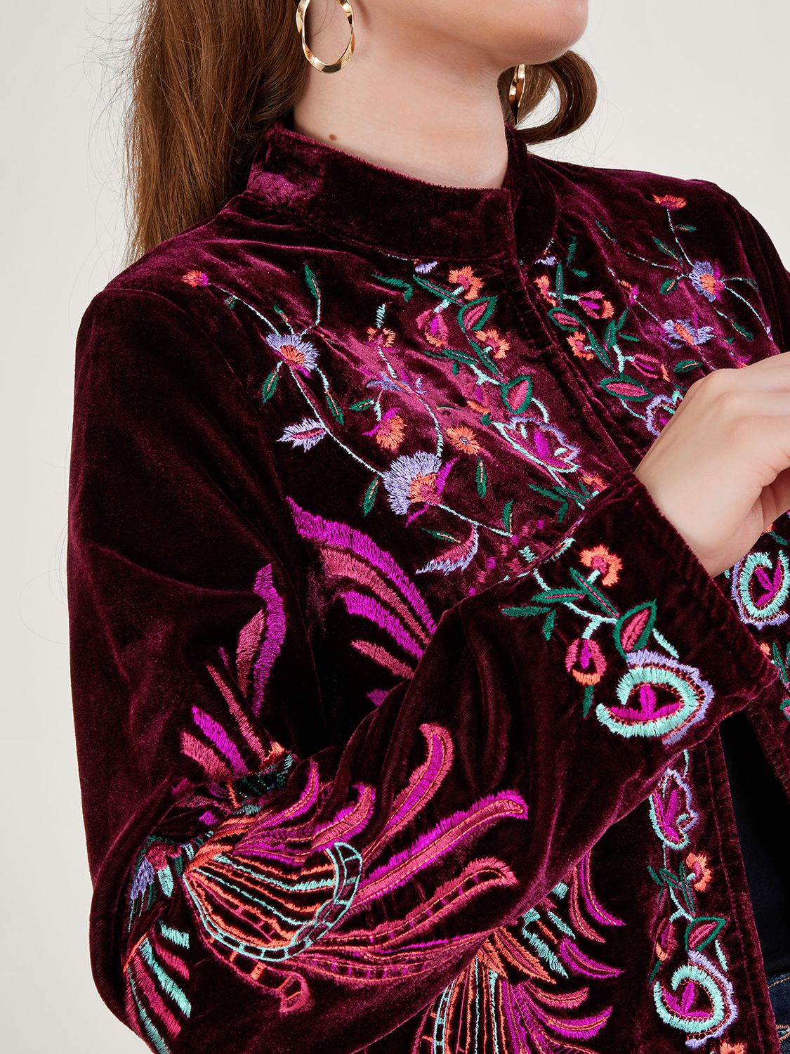 Black Velvet Jacket,multi Colour Floral Embroidery, Embellished