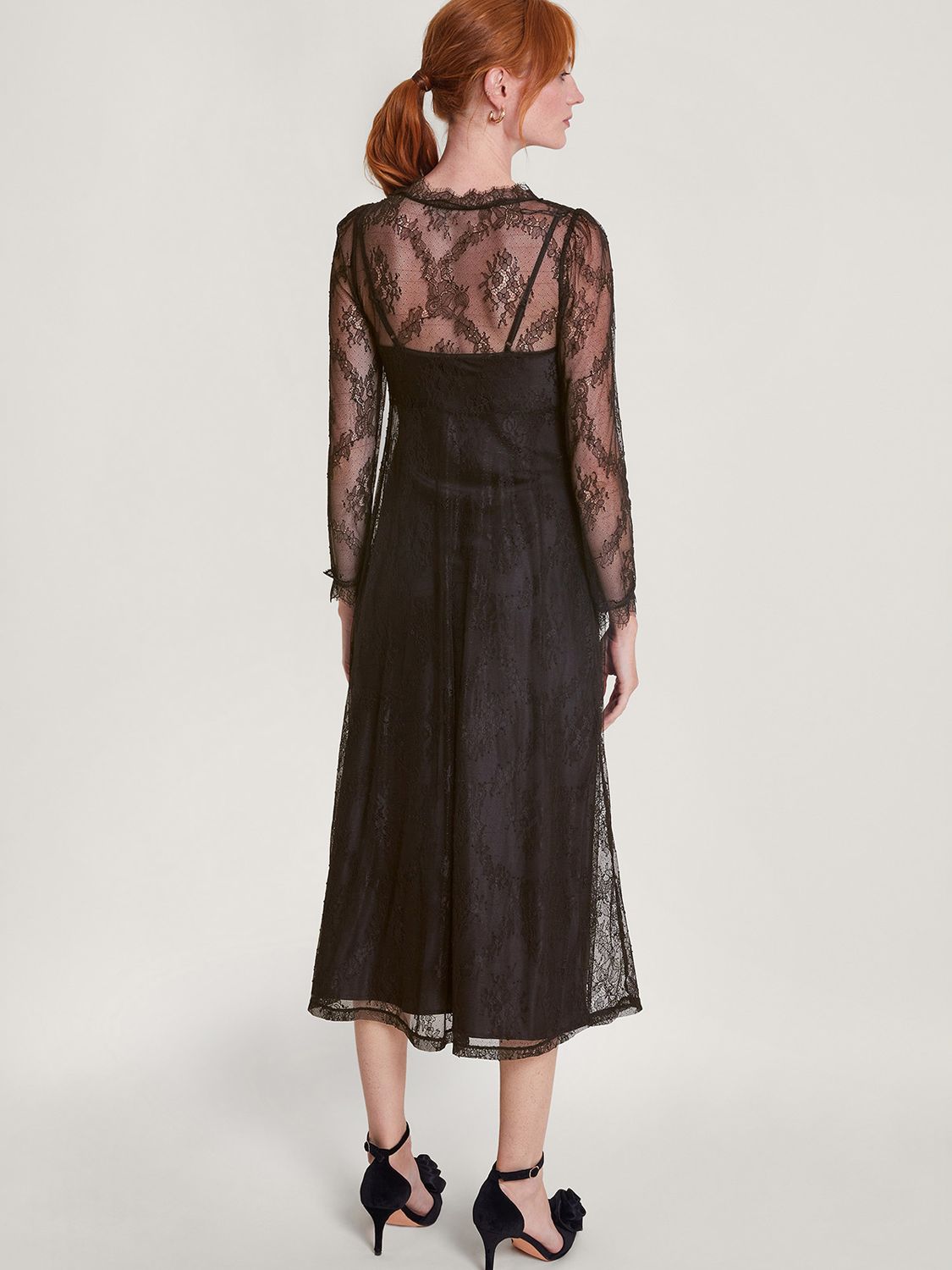 Monsoon Blakely Lace Corsage Dress Black At John Lewis And Partners