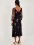 Monsoon Eloise Embellished Midi Dress, Black/Multi