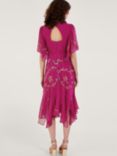 Monsoon Jane Hanky Hem Embroidered Midi Dress, Pink