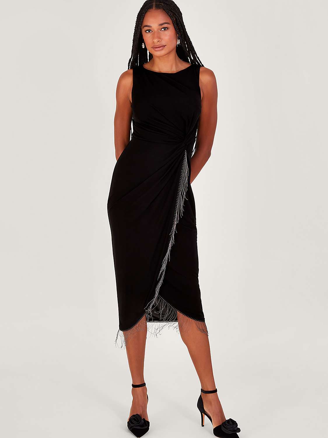 Buy Monsoon Fawn Fringe Dress, Black Online at johnlewis.com