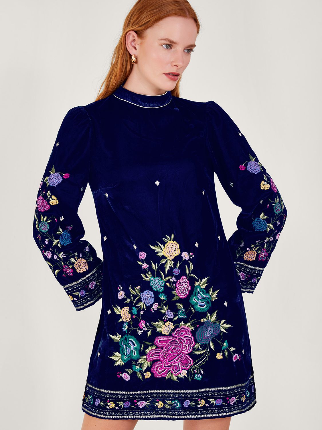 Monsoon Freya Embroided Tunic Dress, Multi at John Lewis & Partners