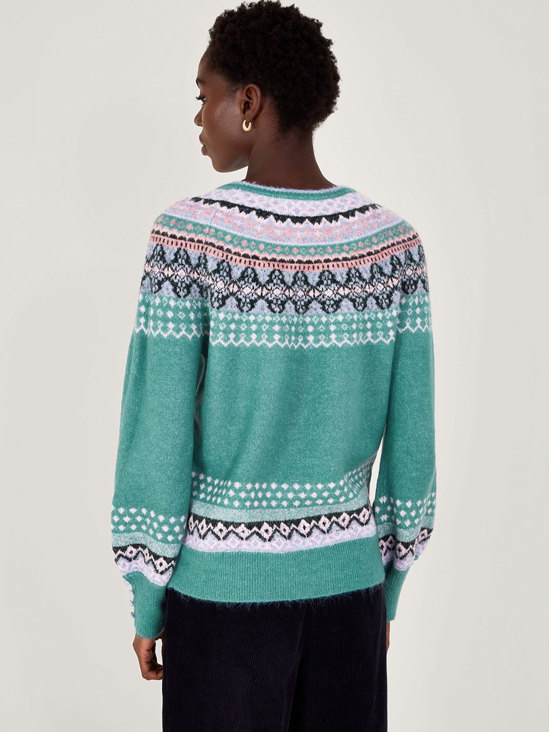 Monsoon Fairisle Jumper, Teal at John Lewis & Partners