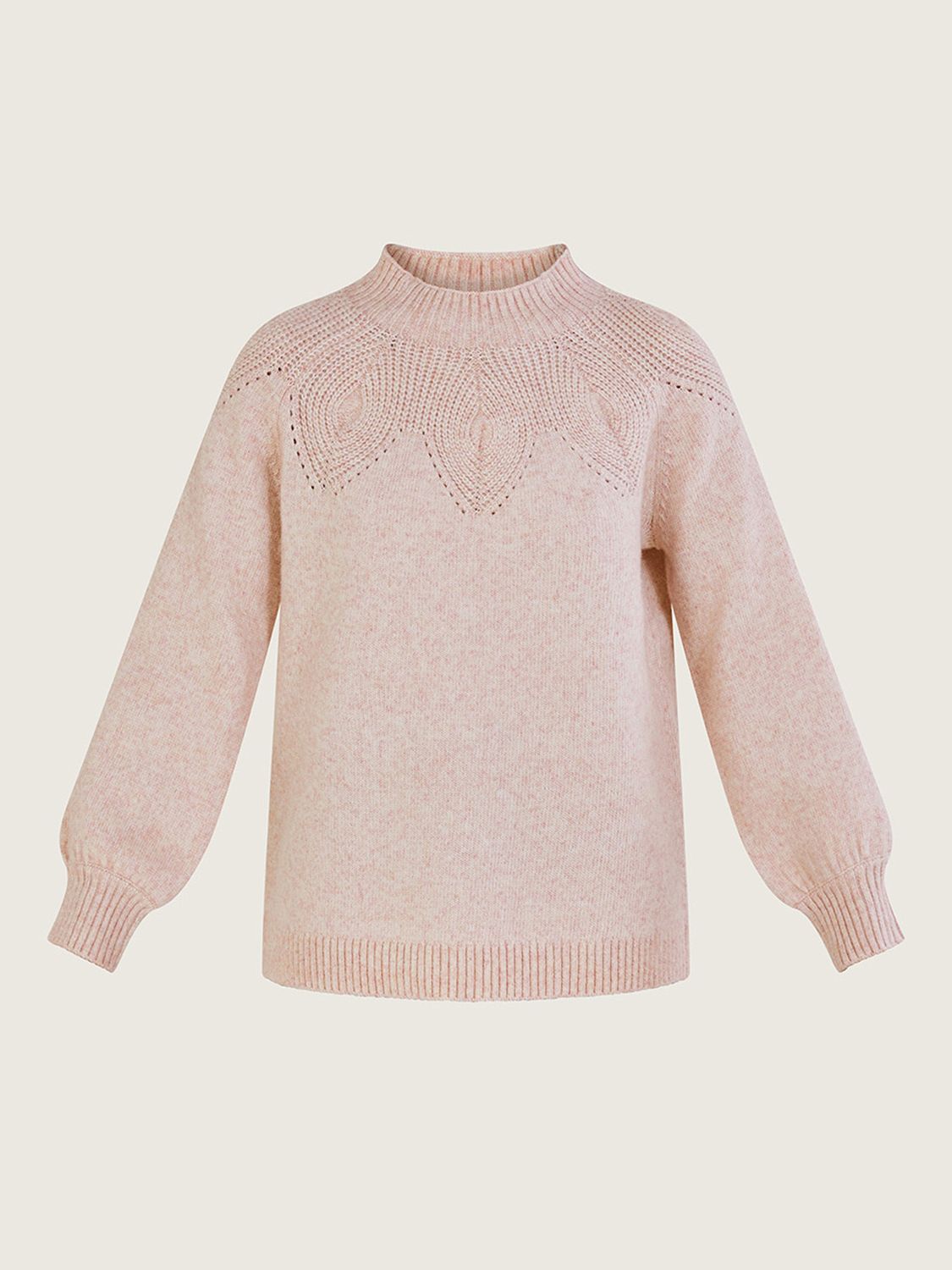 Monsoon Pattern Neck Jumper, Pink at John Lewis & Partners