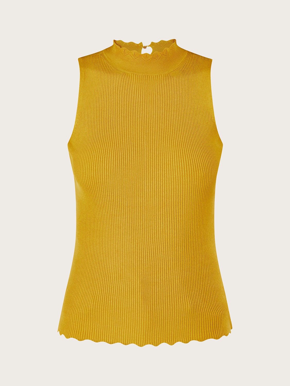 Monsoon Rib Halterneck Tank Top, Ochre at John Lewis & Partners