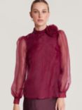Monsoon Romi Organza Corsage Top, Red