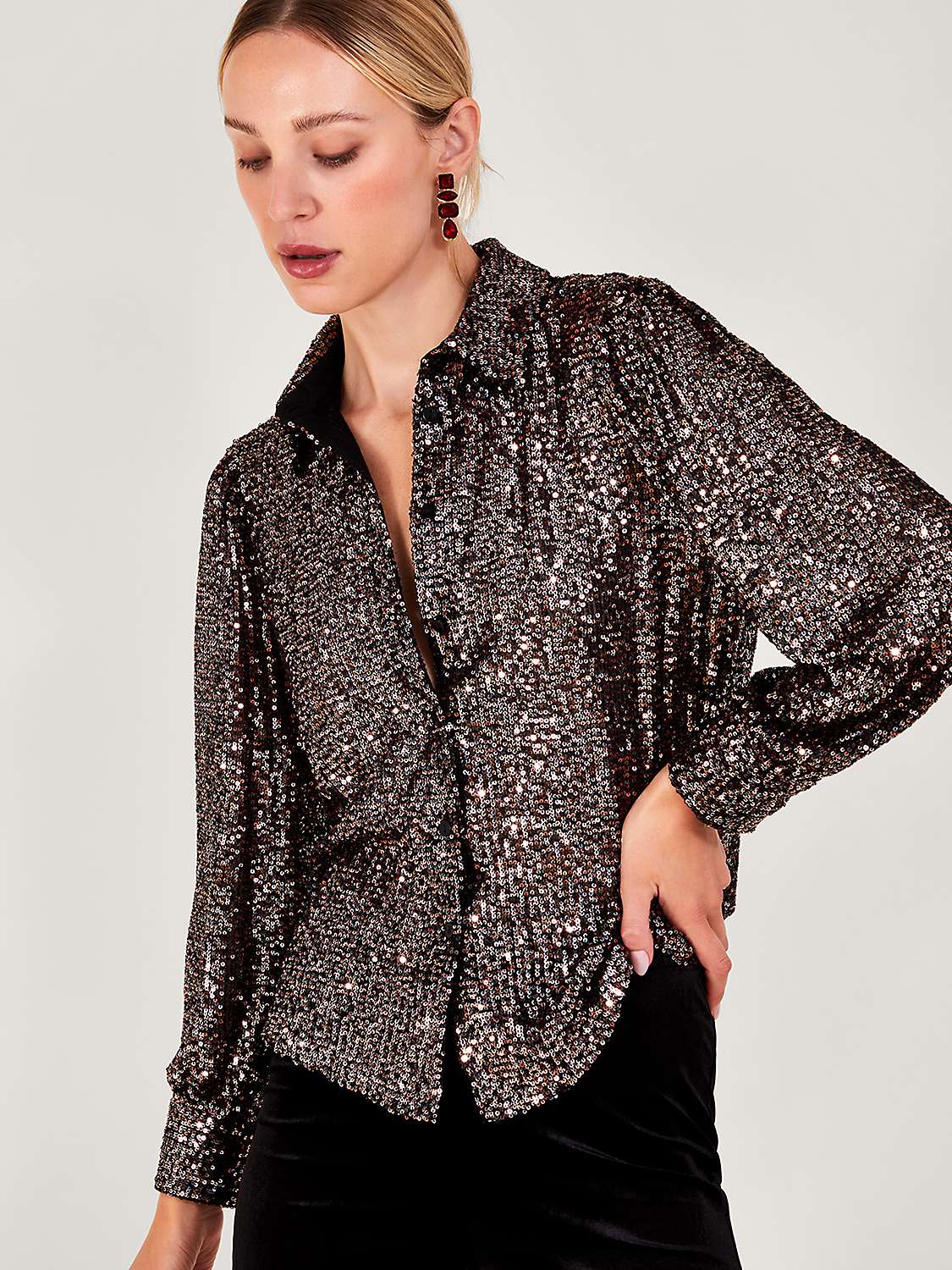 Buy Monsoon Megan Sequin Shirt Online at johnlewis.com