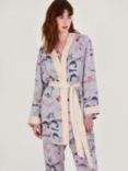 Monsoon Bianca Oriental Print Robe, Lilac/Multi