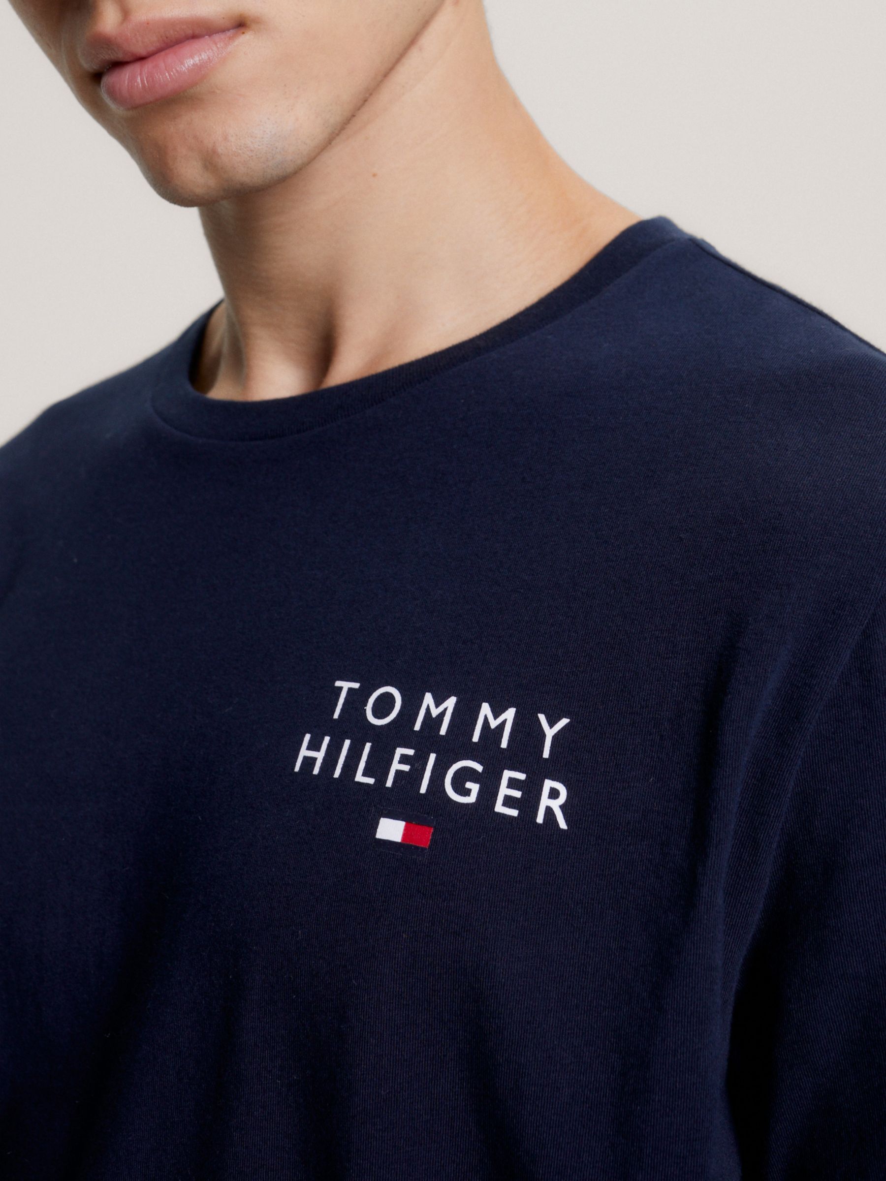 Tommy Hilfiger Original Long Sleeve Jersey Pyjama Set, Dark Grey at ...