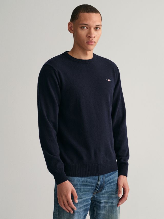 GANT Superfine Wool Jumper, Navy, S