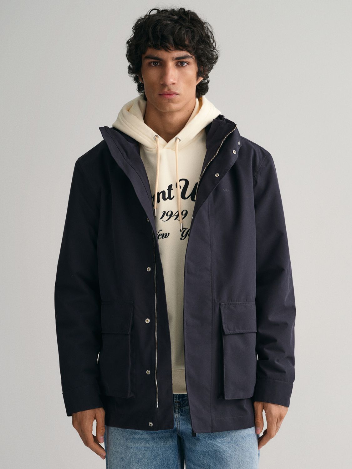 GANT Water Repellent Double Jacket, Night Blue at John Lewis & Partners