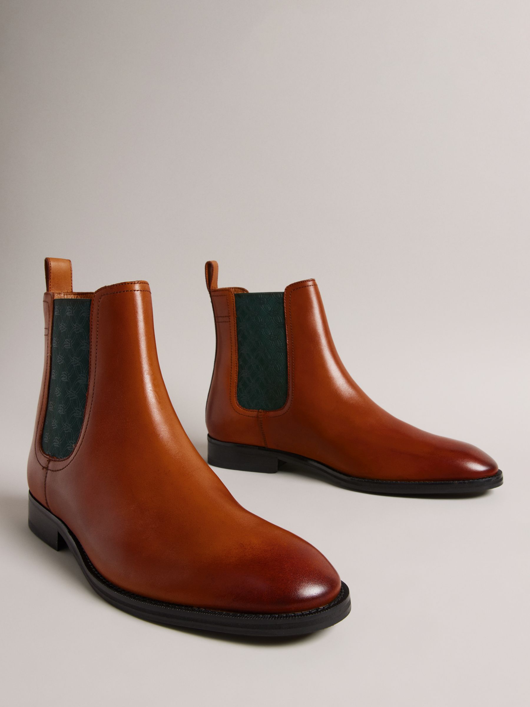Ted Baker Lineus Leather Chelsea Boots, Tan at John Lewis & Partners