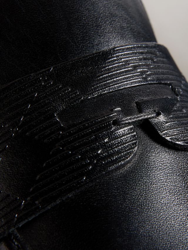 Ted Baker Adlerrc Debossed Leather Saddle Loafers, Black, 7