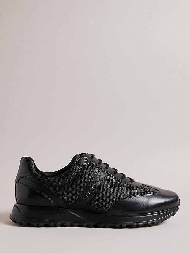 Ted Baker Marckus Leather Light Sole Trainers, Black at John Lewis ...