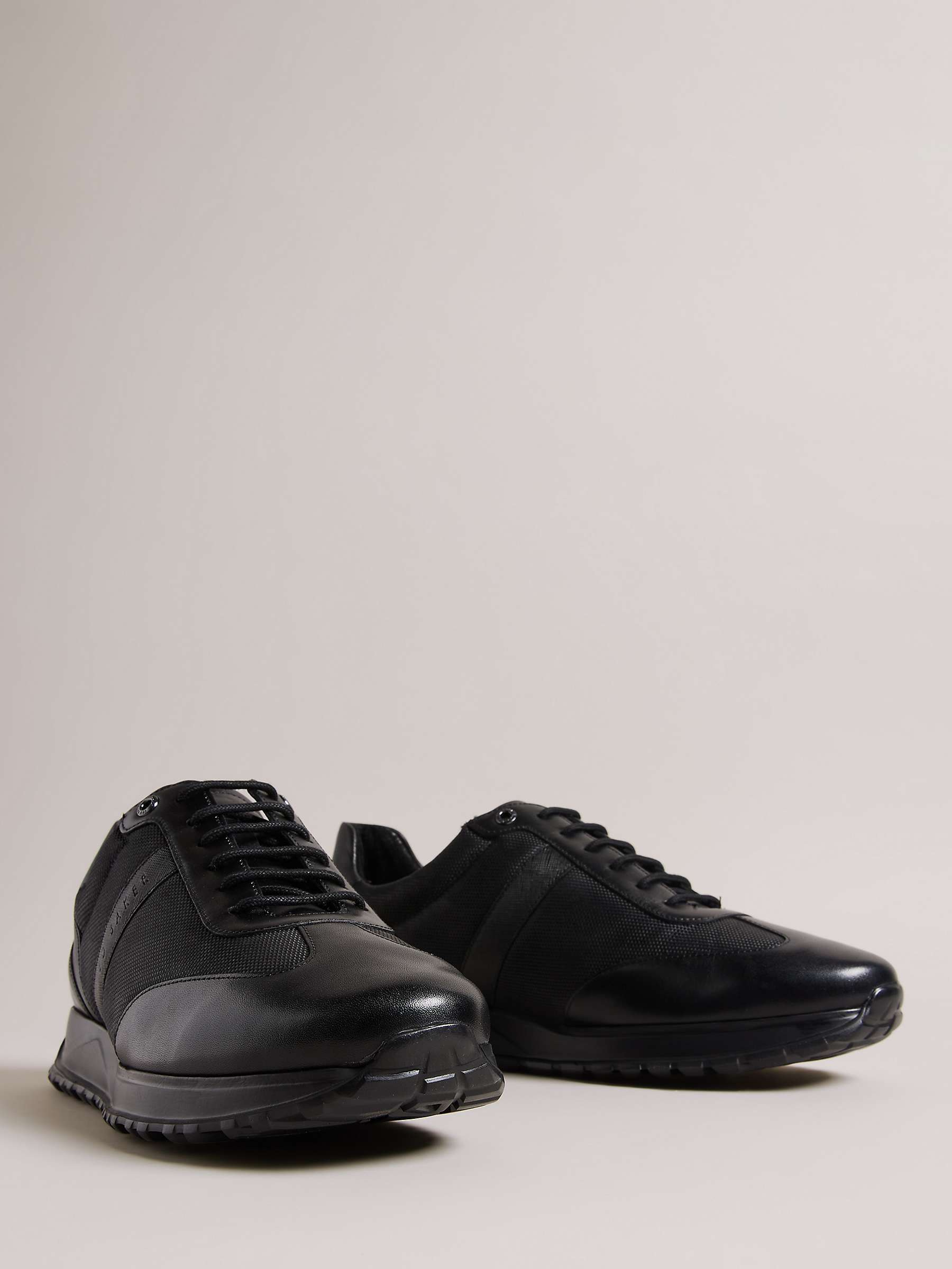Ted Baker Marckus Leather Light Sole Trainers, Black at John Lewis ...
