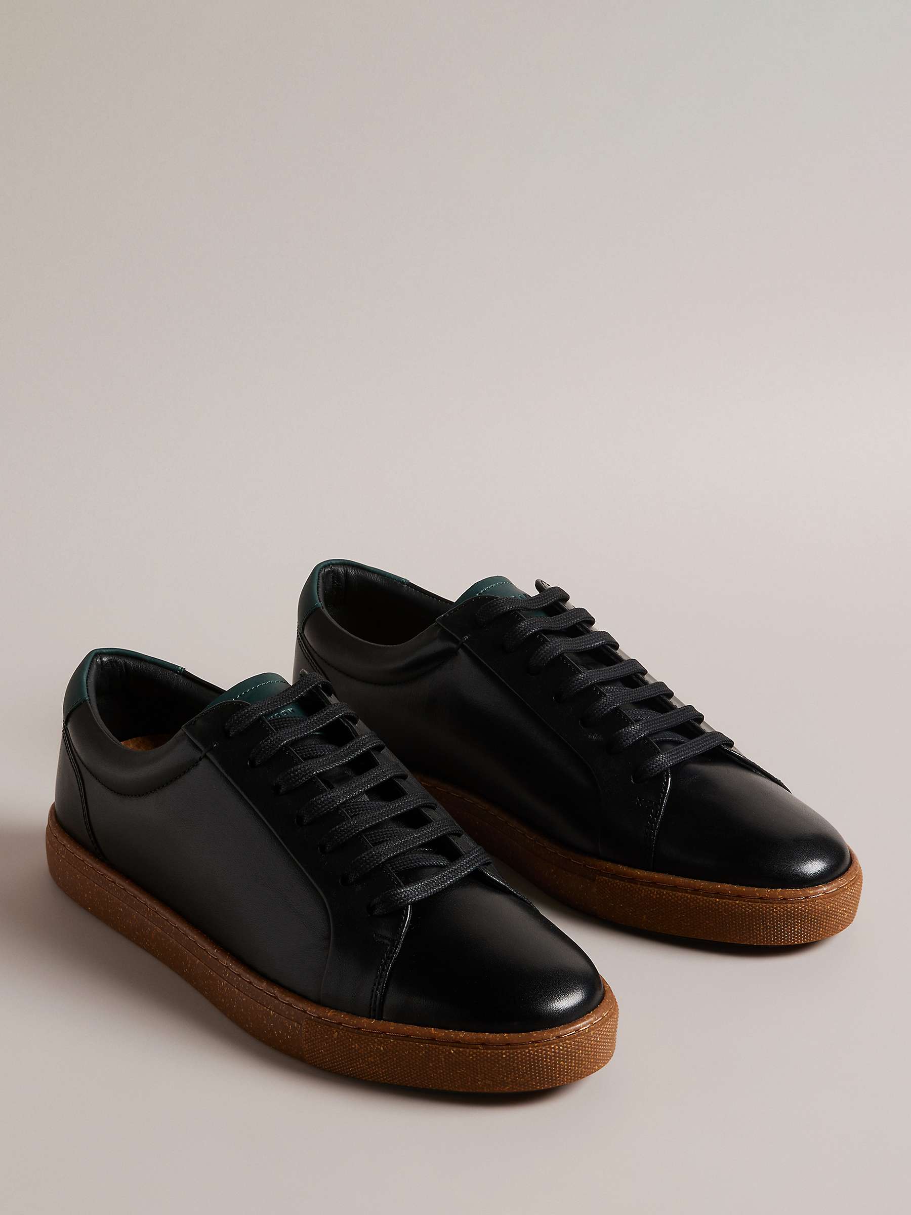 Buy Ted Baker Udamou Lace Up Leather Trainers, Black Online at johnlewis.com