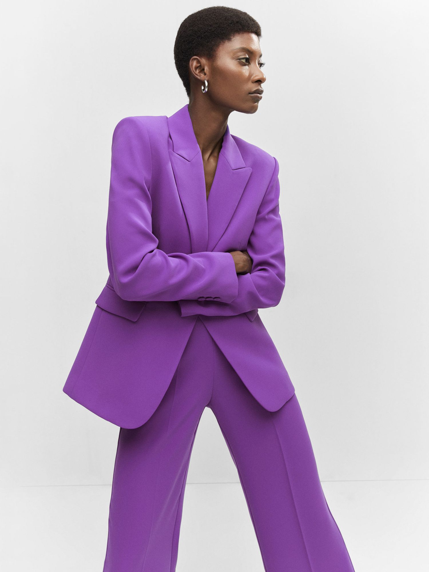 Mango Iguana Double Breasted Suit Blazer, Medium Purple at John Lewis ...