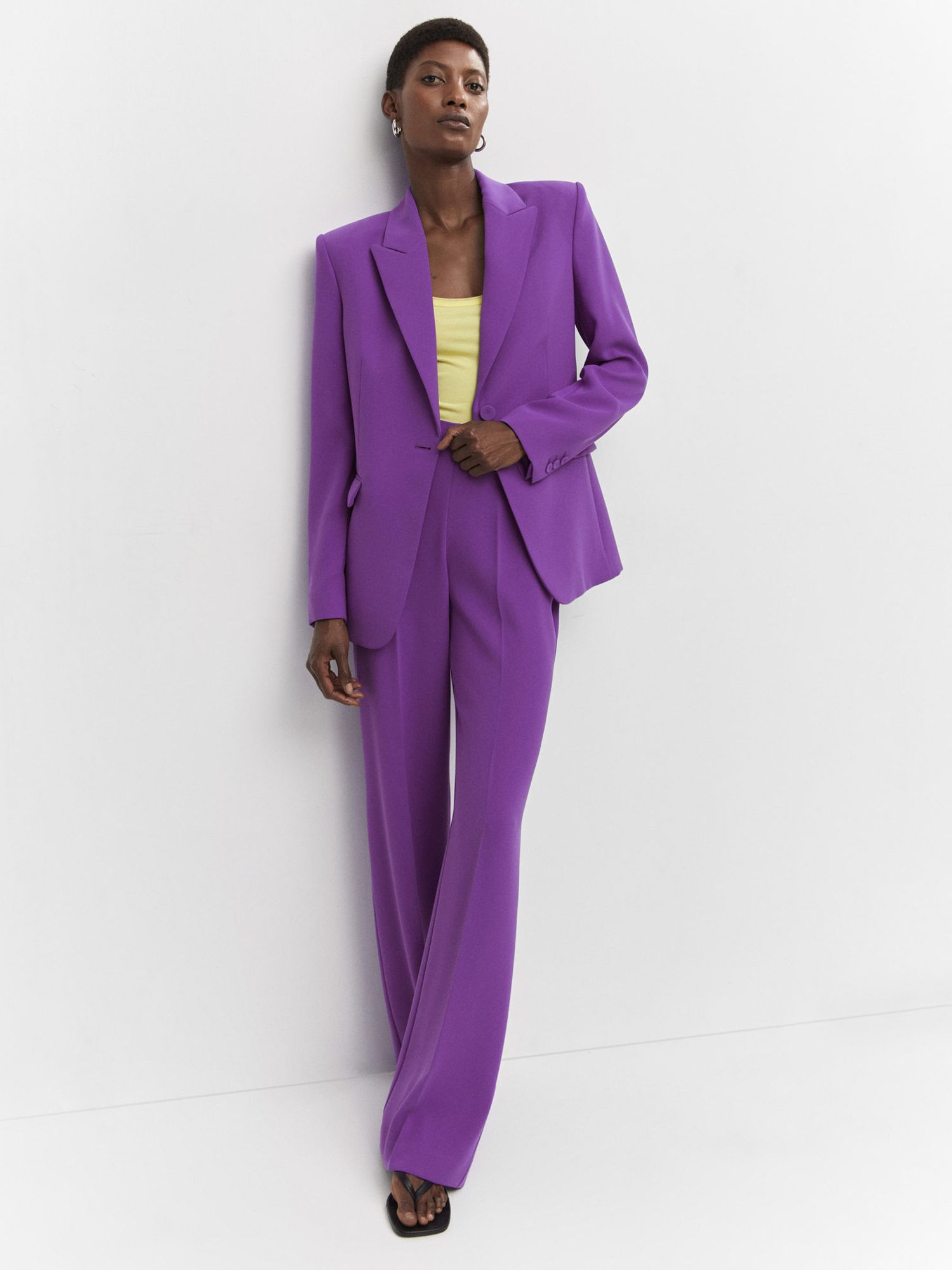 Mango Iguana Double Breasted Suit Blazer, Medium Purple