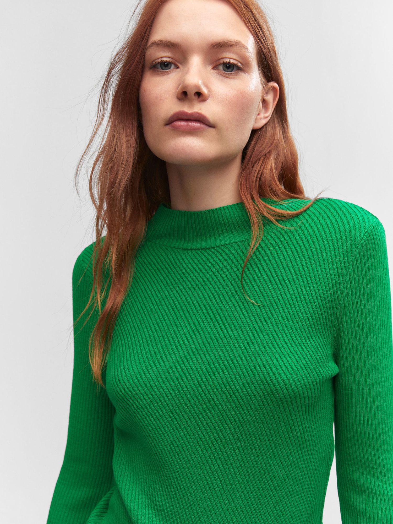 Mango Fredi Knitted Sweater, Green