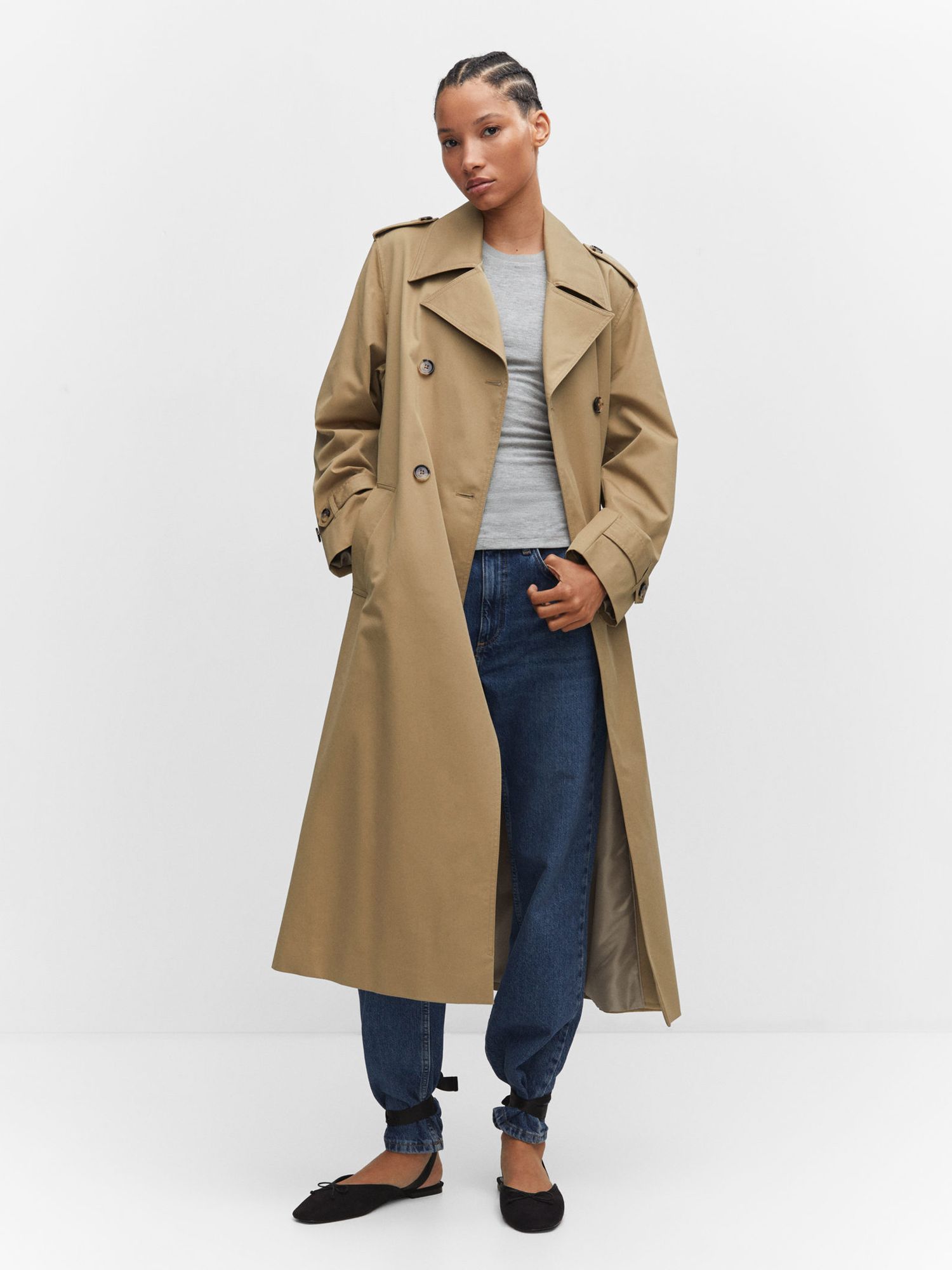 Mango Angela Trench Coat, Medium Brown at John Lewis & Partners