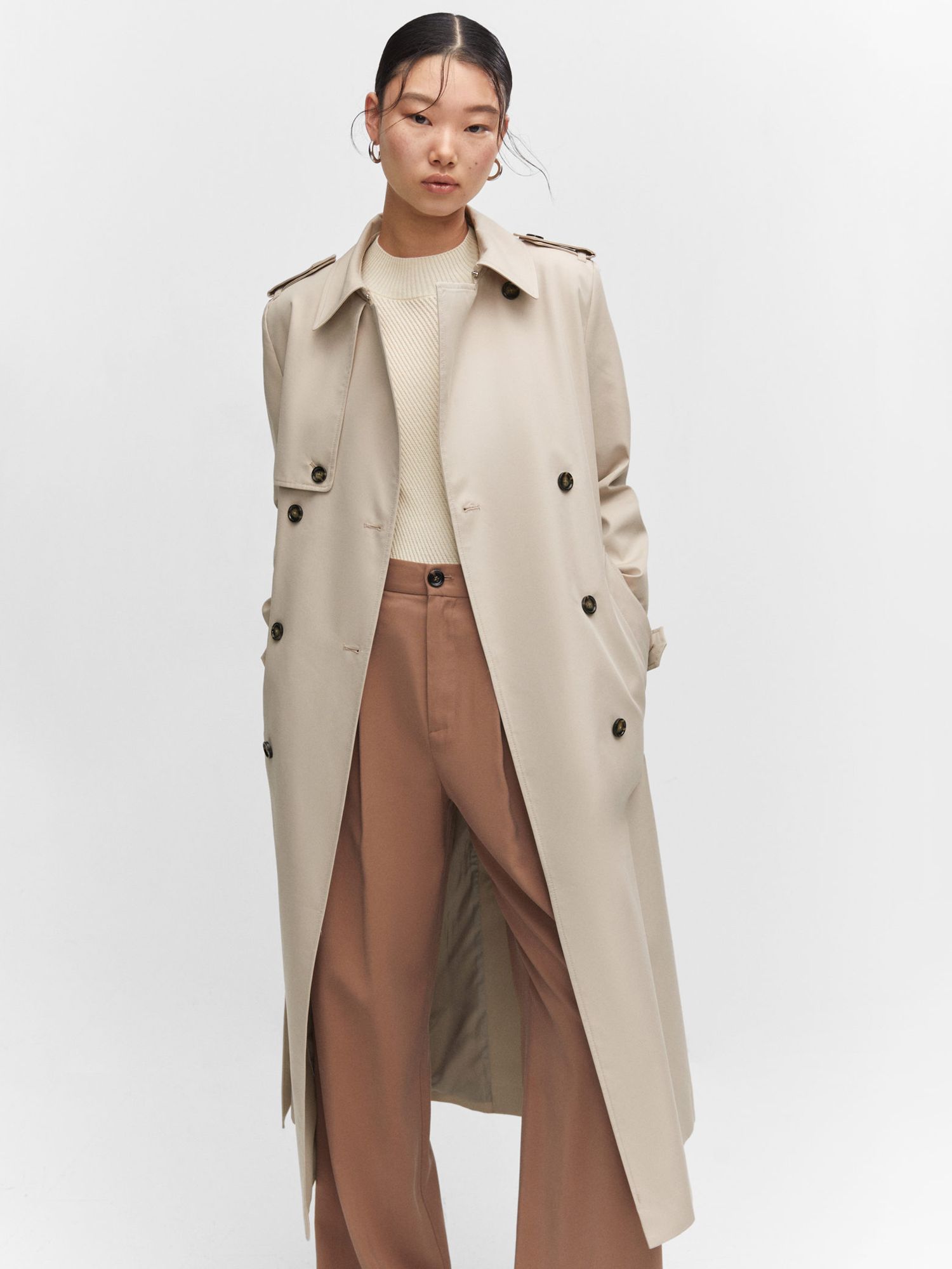Mango Chicago Waterproof Double Breasted Trench Coat
