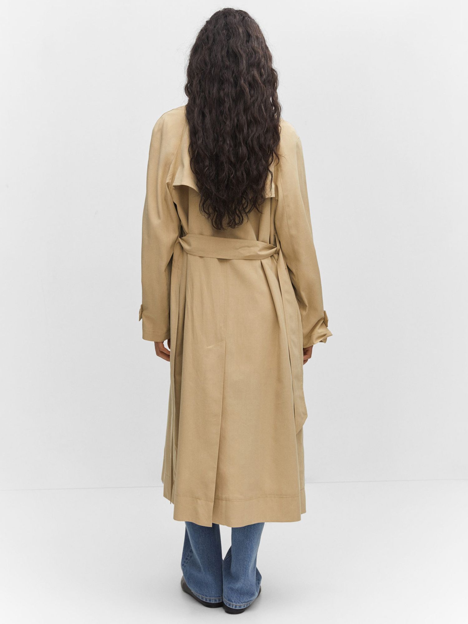 Mango Copito Oversize Trench Coat, Light Beige at John Lewis