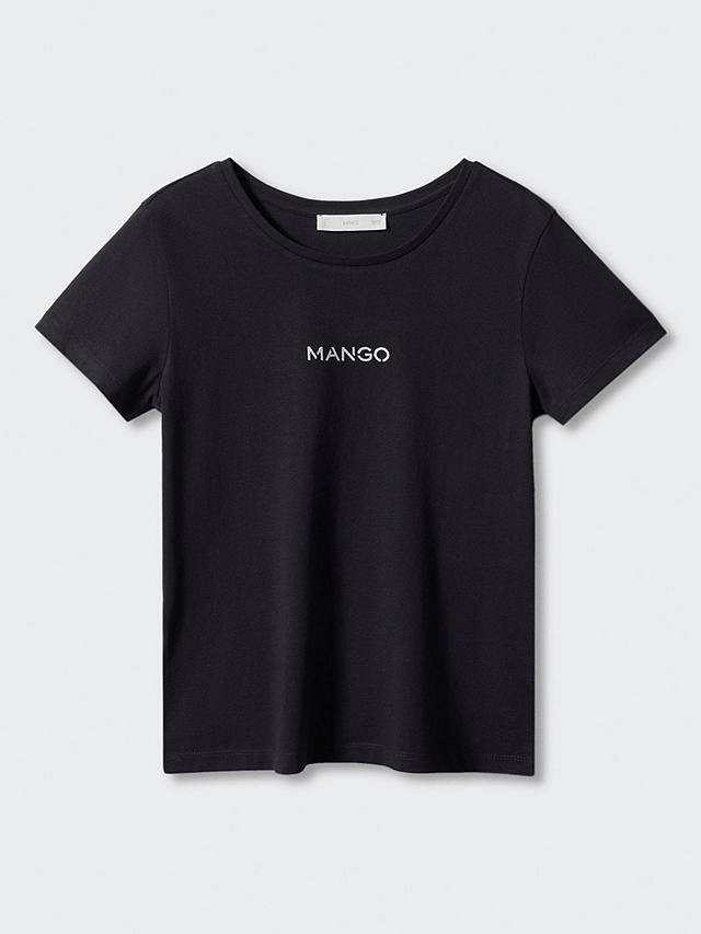 Mango Logo Cotton T-Shirt, Black