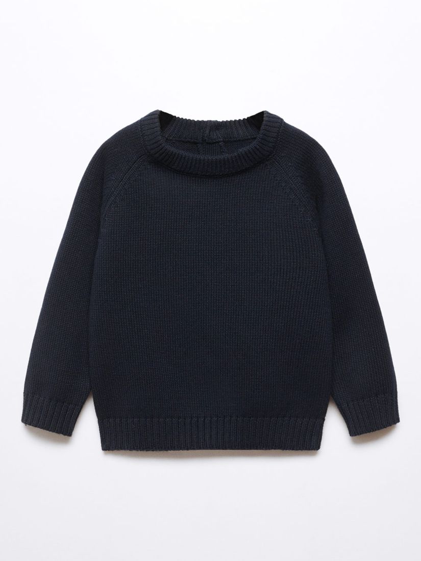 Mango Kids' Mauro Cotton Knit Jumper, Navy at John Lewis & Partners