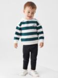 Mango Baby Rugby Striped  Hooded Sweatshirt, Dark Green