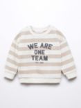 Mango Baby Uni Slogan Striped Sweatshirt, Light Pastel Brown