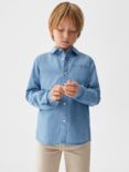 Mango Kids' Joan Regular Fit Denim Shirt, Open Blue