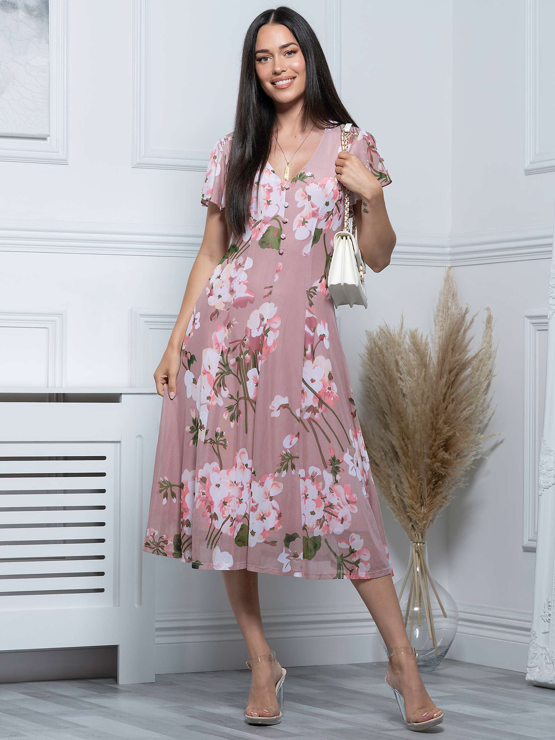 Buy Jolie Moi Amia Printed Mesh Dress, Pink/Multi Online at johnlewis.com