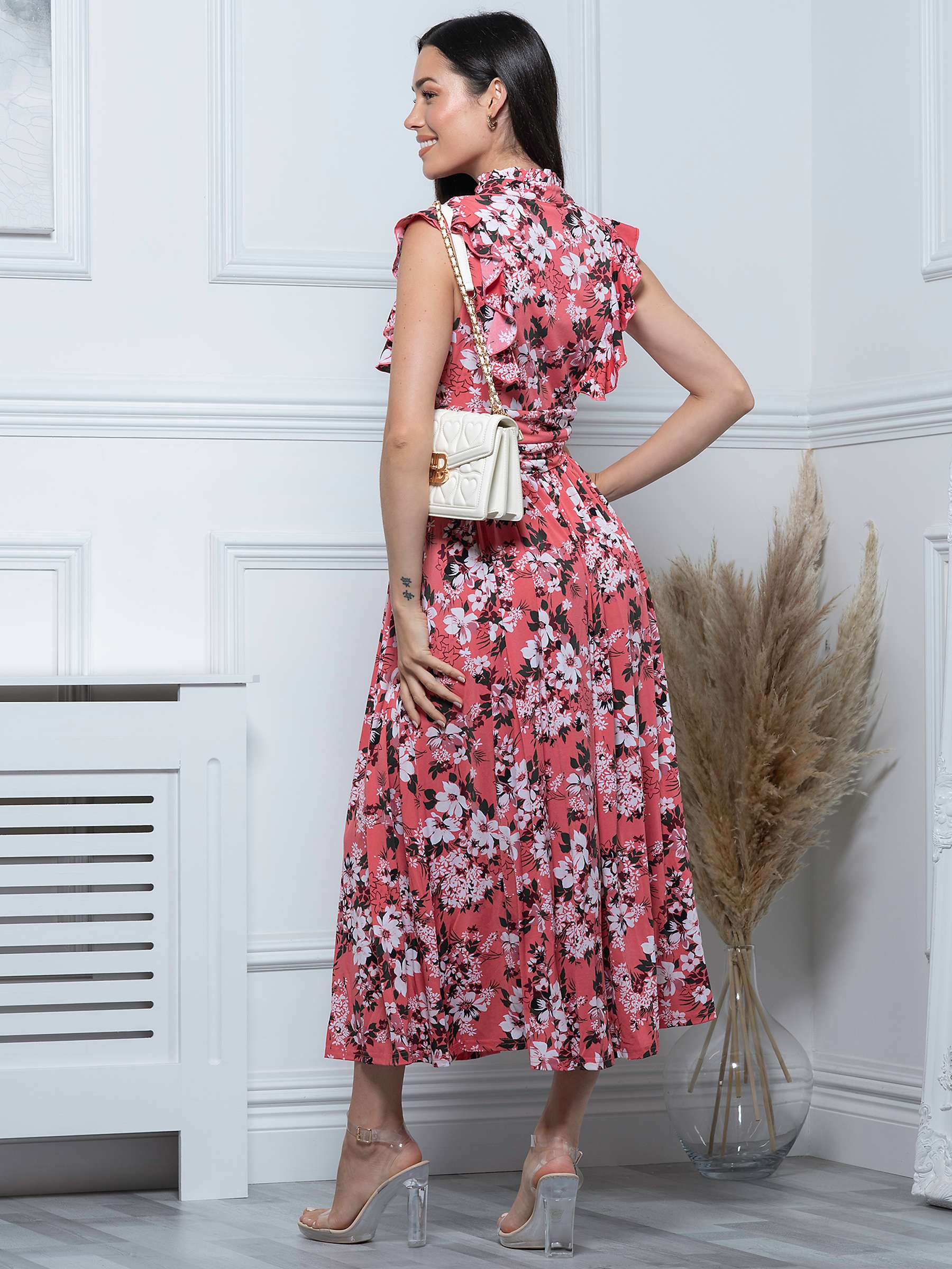 Buy Jolie Moi Kynlee Floral Print Midi Dress, Coral Online at johnlewis.com