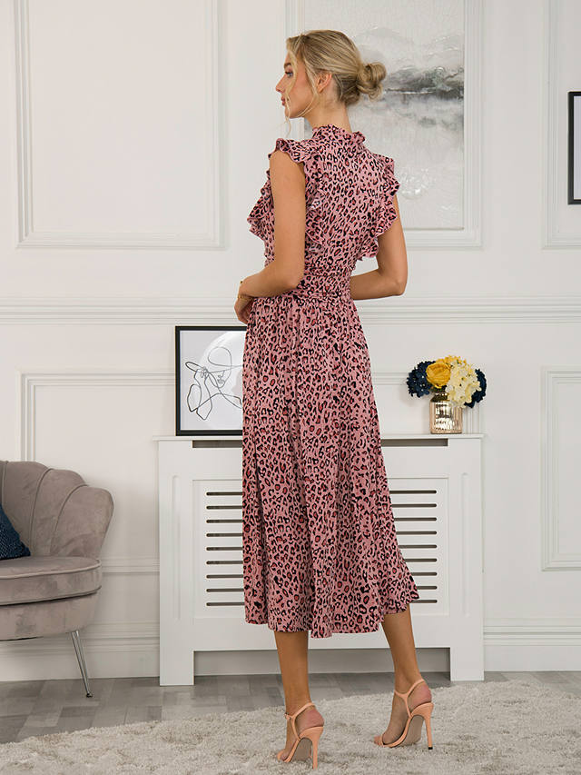Jolie Moi Kynlee Frilly Shoulder Midi Dress, Pink/Multi