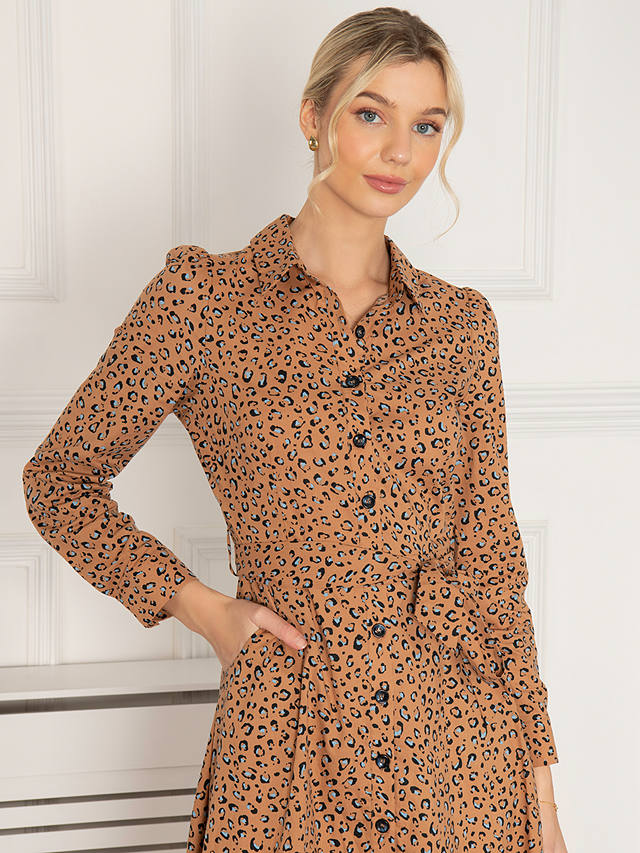 Jolie Moi Vihana Shirt Midi Dress, Brown/Multi