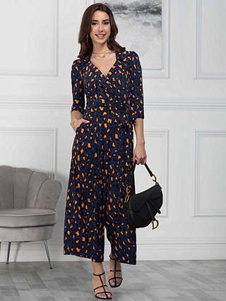 Jolie Moi Melissa Animal Print Jumpsuit, Navy