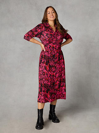 Live Unlimited Curve Floral Print Jersey Empire Seam Dress, Petite, Pink